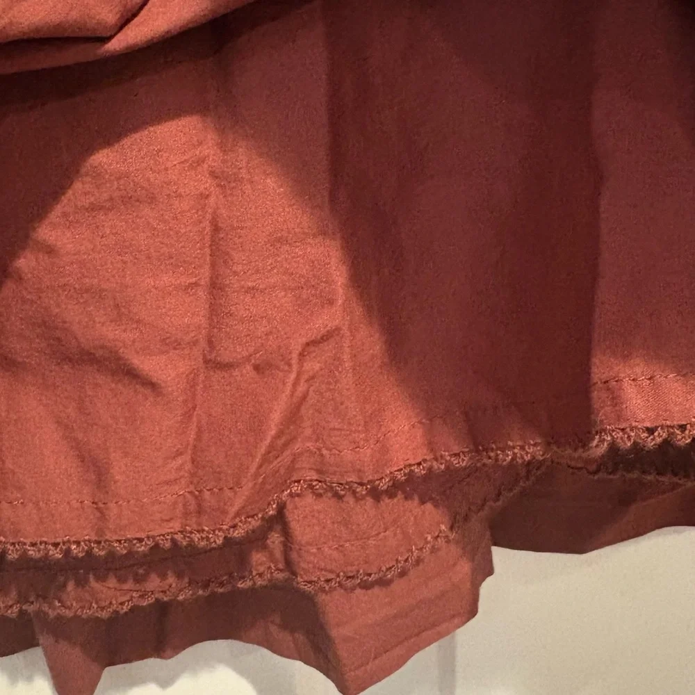 Anthropologie Rust Red A-Line Cotton Skirt - Picture 4 of 8